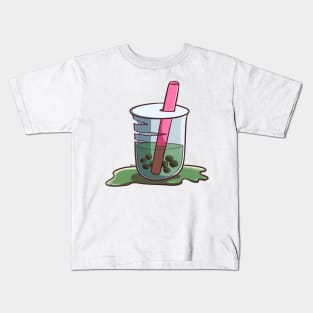 Scratched Boba Milktea Halloween Cute Food Kids T-Shirt